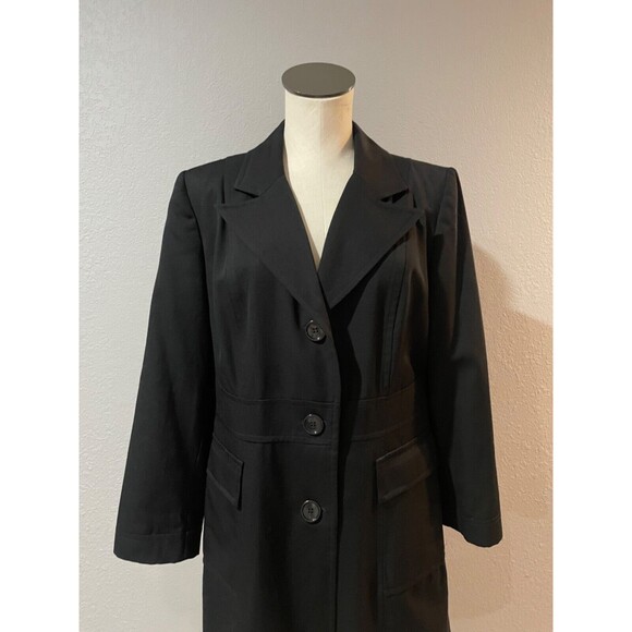 Jonathan Michael Women's Black 100% Wool Coat size 8 made in USA Quiet Luxury - Picture 2 of 7